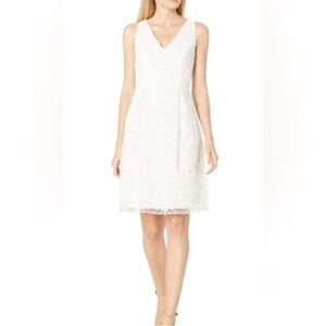 Adrianna Papell White Lace Midi Dress